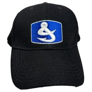 Hook & Tackle Fishing Hat Cap Black Strap Back Adjustable Hook‎ & Loop